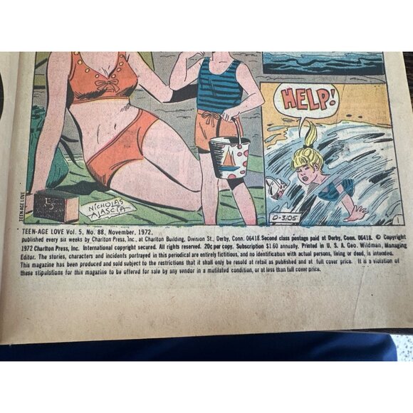 Charlton Teen Age Love Comic #88 November 1972 Vol 5 Single Issue Vintage - Picture 3 of 4